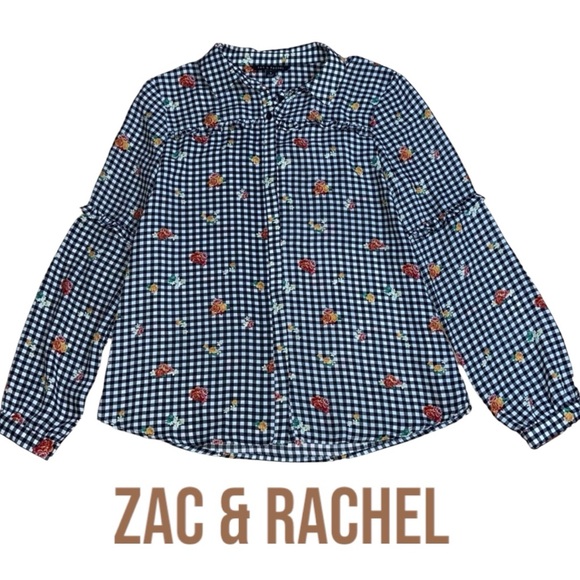 Zac & Rachel Floral Check Button Down Shirt - women’s Small - Picture 1 of 14